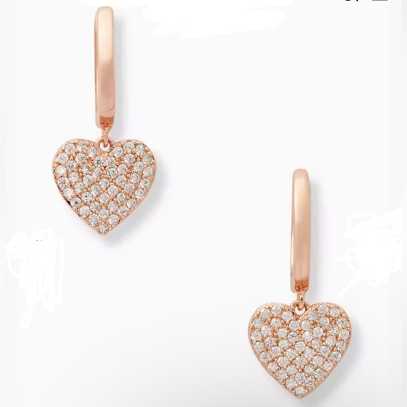 kate spade Jewelry - Kate Spade NWT Yours Truly Pave Heart Drop Earrings - Rose Gold